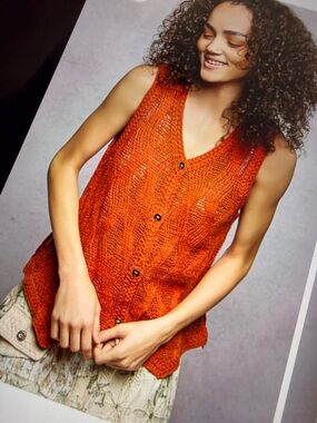 🧡 Hello Gorgeous! POL Button Down V-Neck Sweater Vest- Ginger